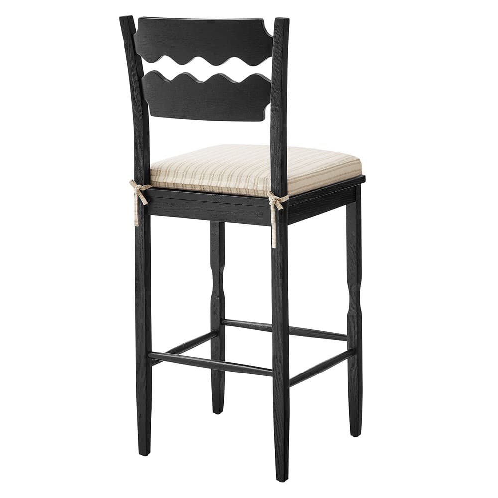 Jax Oak Wood Bar Stool With Wavy Razor Back and Cushion by Modway - Image 5