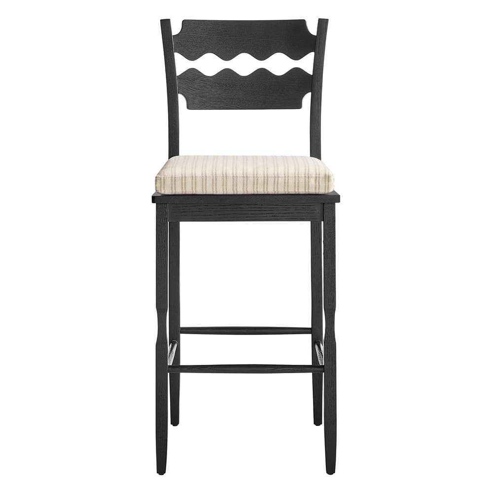 Jax Oak Wood Bar Stool With Wavy Razor Back and Cushion by Modway - Image 6