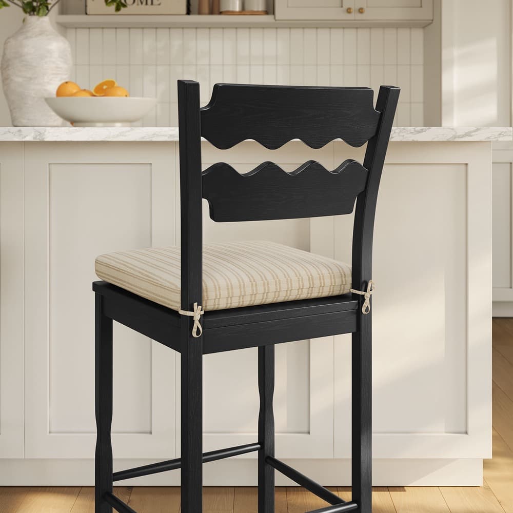 Jax Oak Wood Bar Stool With Wavy Razor Back and Cushion by Modway - Image 10