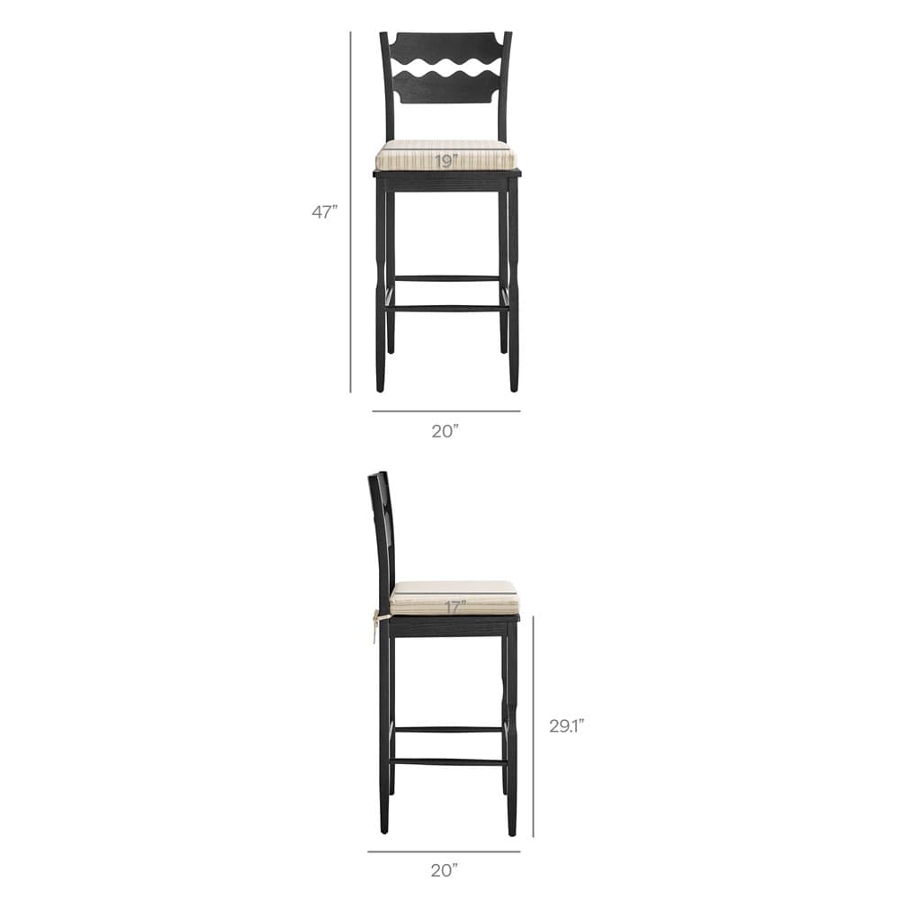 Jax Oak Wood Bar Stool With Wavy Razor Back and Cushion by Modway - Image 3