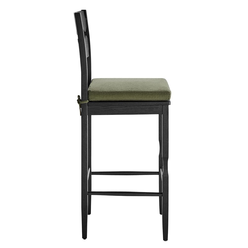 Jax Oak Wood Bar Stool With Wavy Razor Back and Cushion by Modway - Image 4