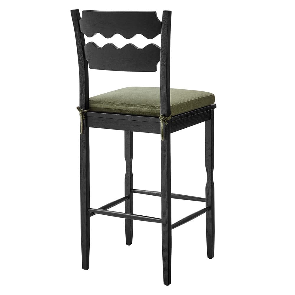 Jax Oak Wood Bar Stool With Wavy Razor Back and Cushion by Modway - Image 5