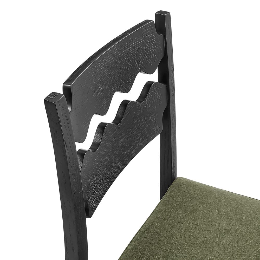 Jax Oak Wood Bar Stool With Wavy Razor Back and Cushion by Modway - Image 8