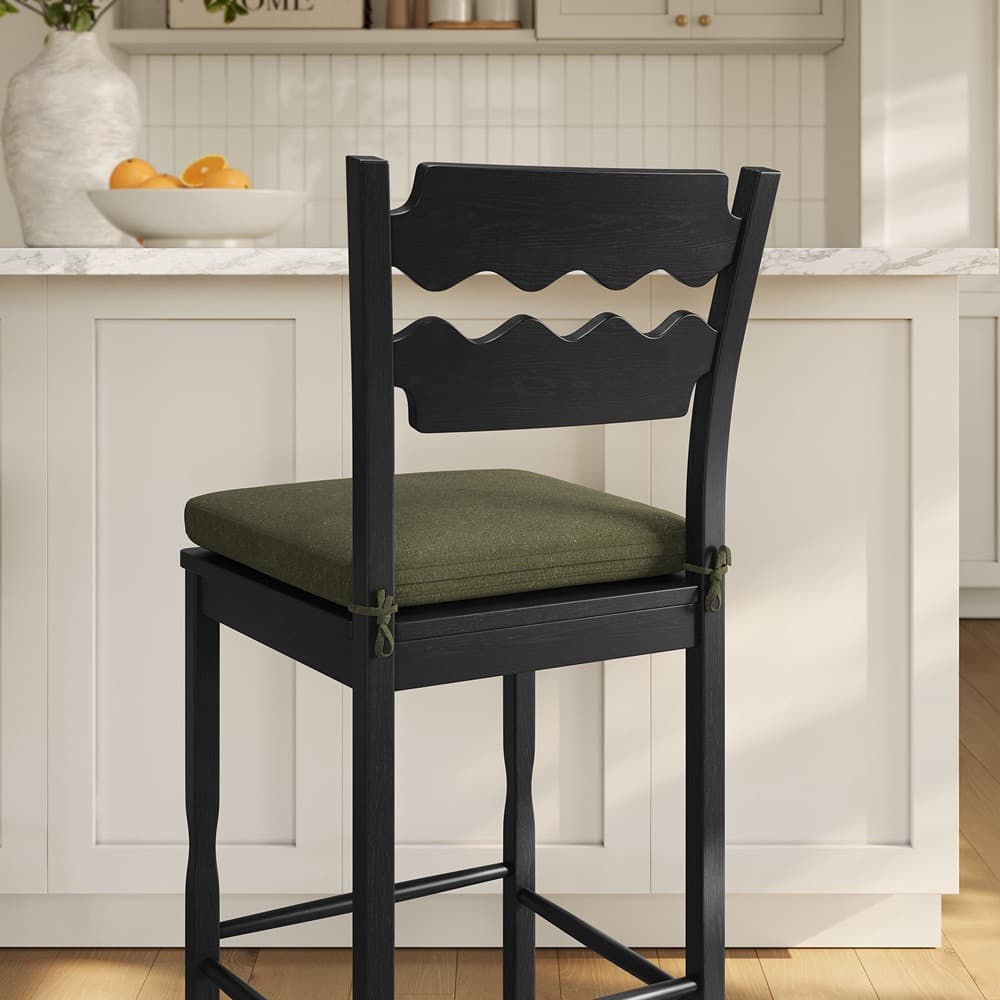 Jax Oak Wood Bar Stool With Wavy Razor Back and Cushion by Modway - Image 10