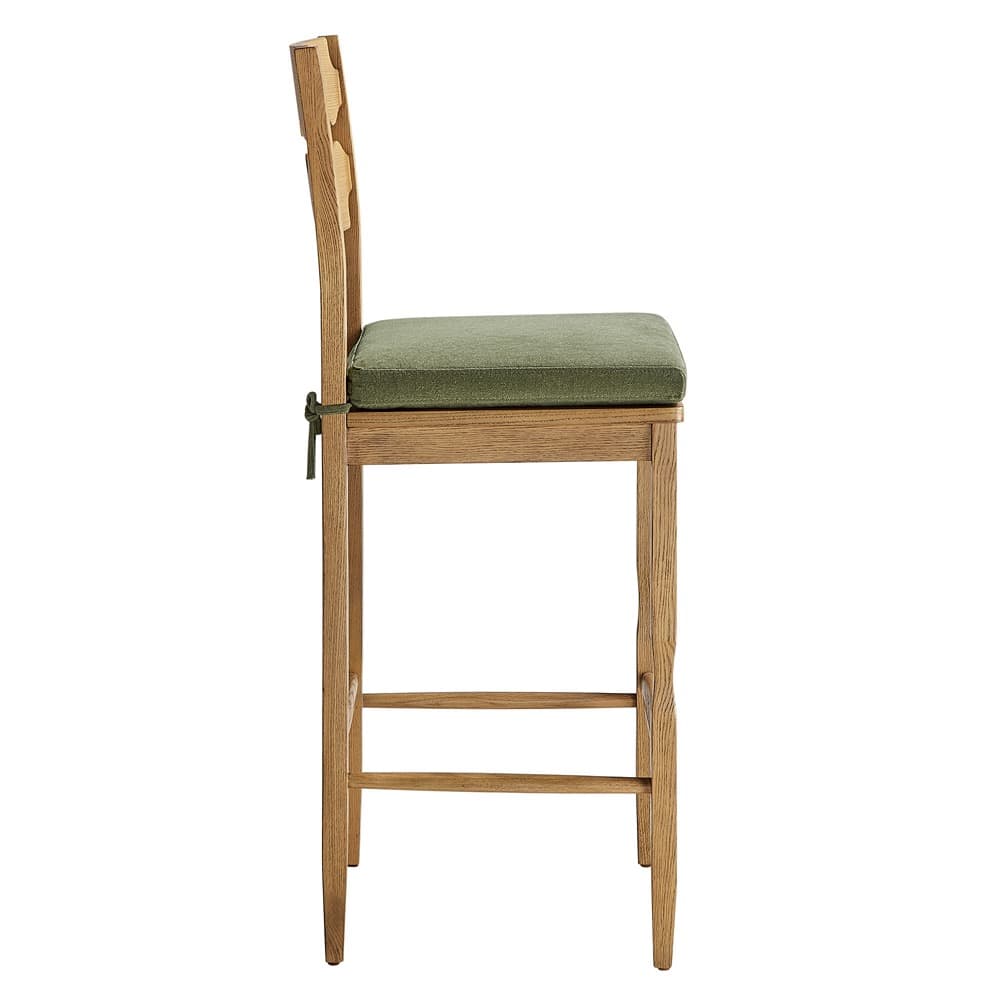 Jax Oak Wood Bar Stool With Wavy Razor Back and Cushion by Modway - Image 4