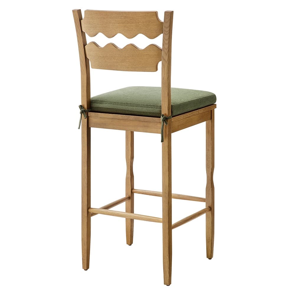 Jax Oak Wood Bar Stool With Wavy Razor Back and Cushion by Modway - Image 5