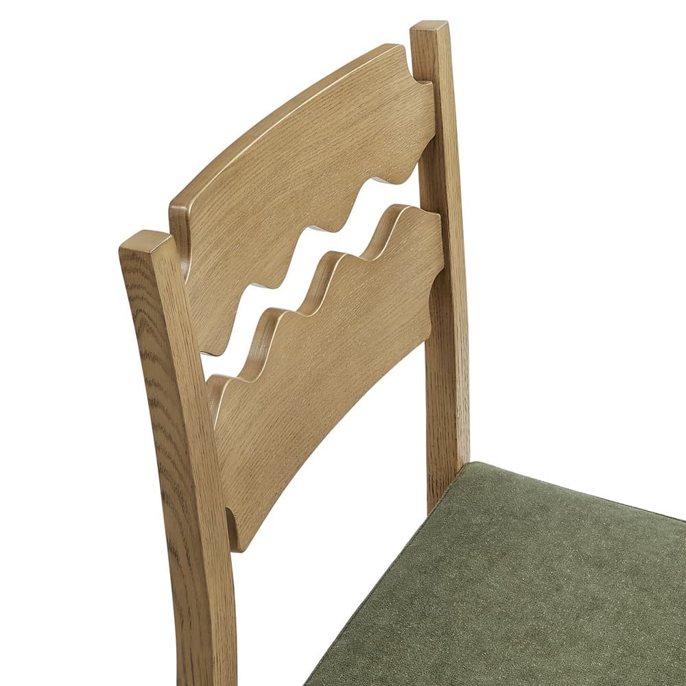 Jax Oak Wood Bar Stool With Wavy Razor Back and Cushion by Modway - Image 8