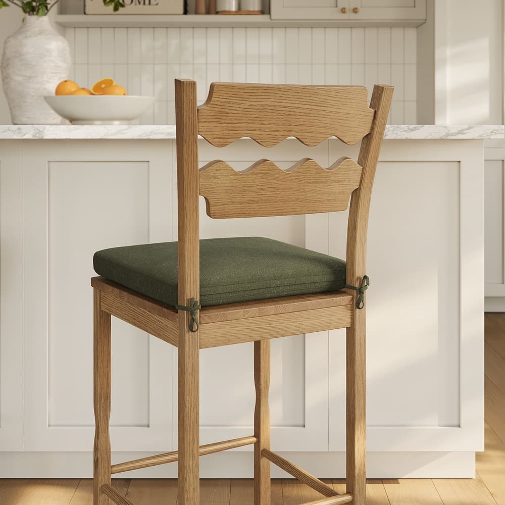Jax Oak Wood Bar Stool With Wavy Razor Back and Cushion by Modway - Image 10