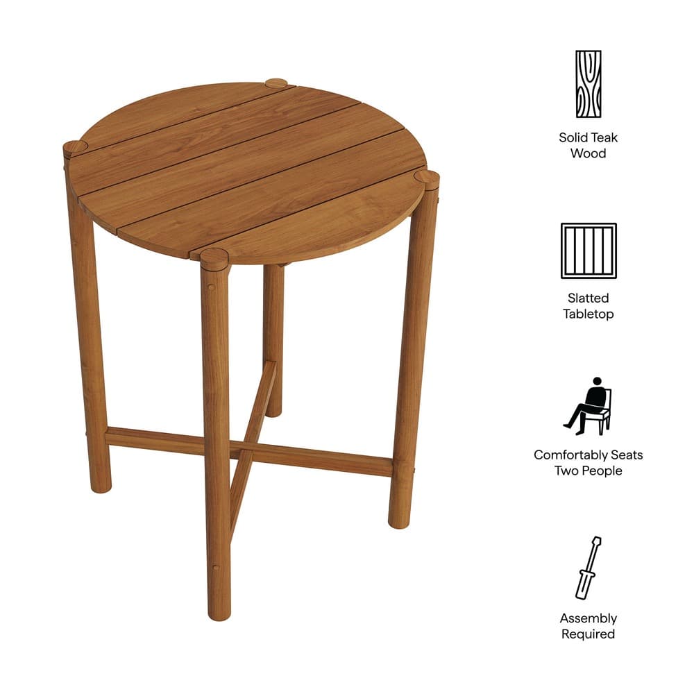 Eleni Round 35 Inch Outdoor Patio Teak Wood Round Bar Table by Modway - Image 2