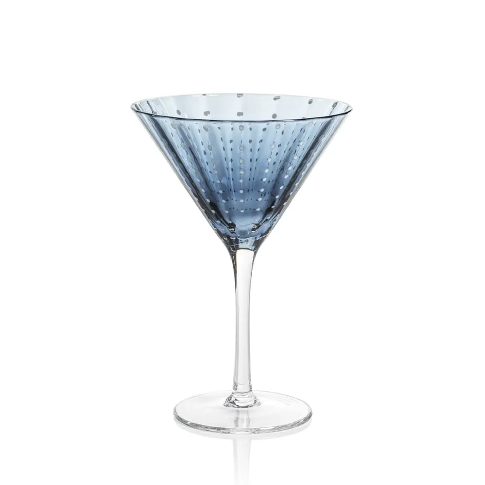 Portofino White Dot Martini Glasses in Navy Blue Set of 4 by Zodax