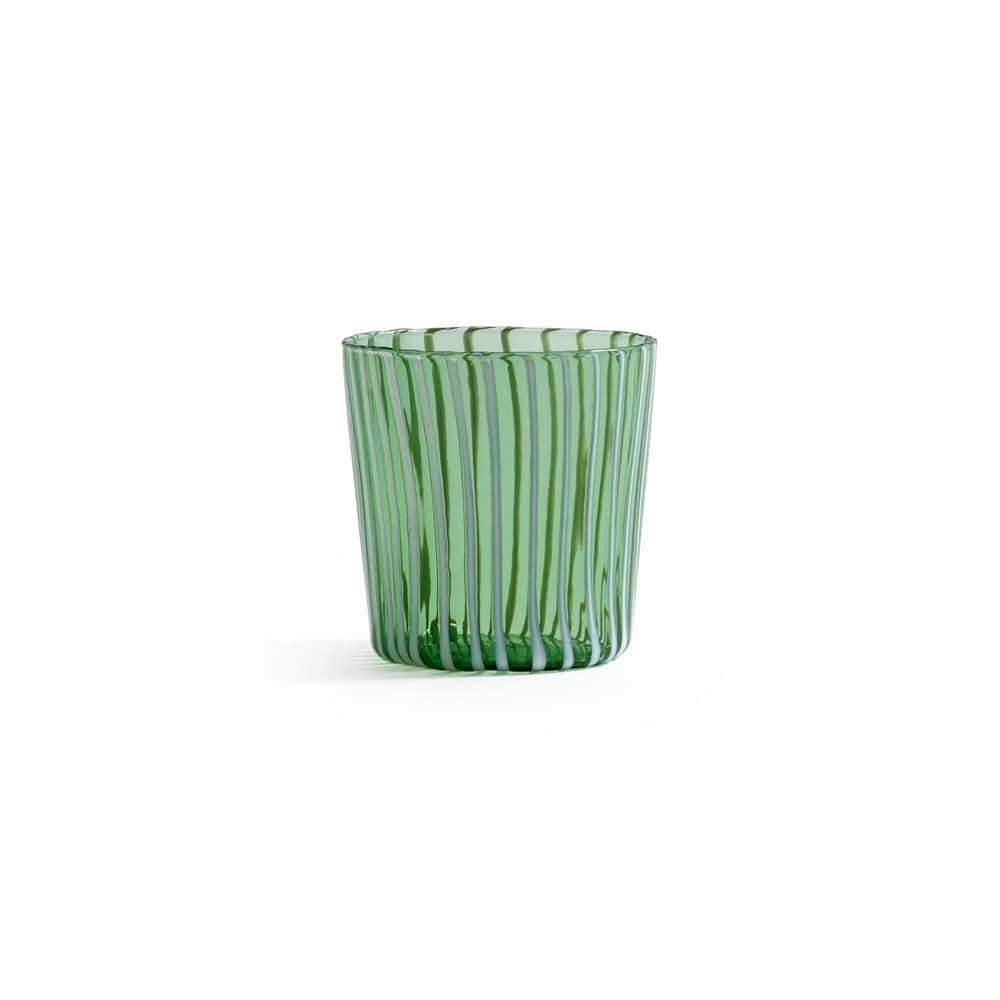 Marina White Stripe Glasses Tumblers in Green Set of 6 by Zodax