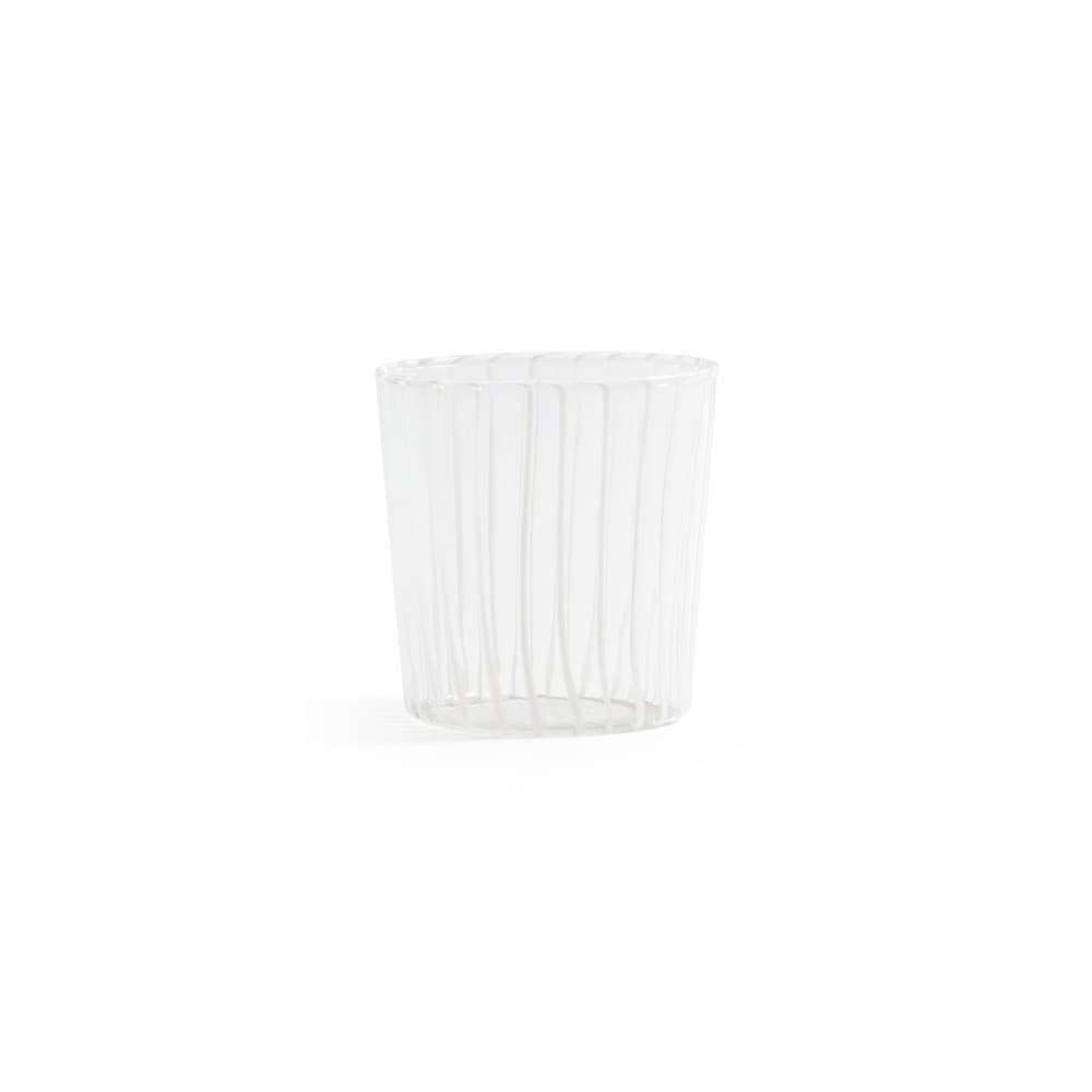 Marina White Stripe Glasses Tumblers in White Set of 6 by Zodax