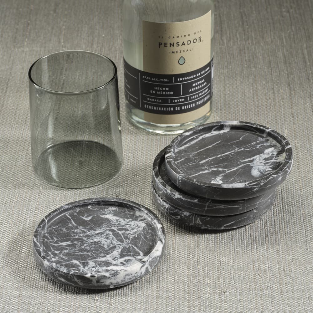 Marble Coasters, Black Marquino Set of 4 by Zodax - Image 2