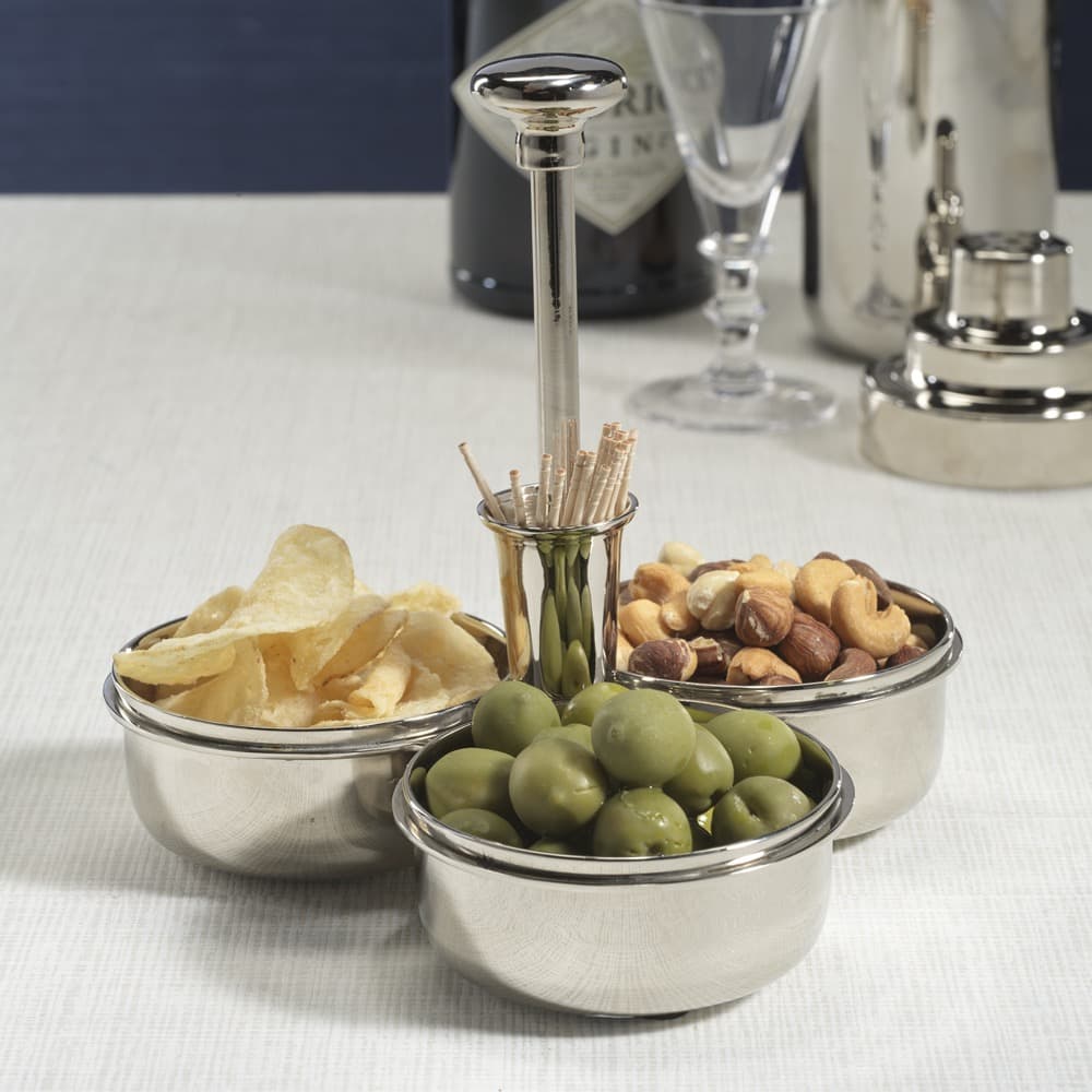 Basso Condiment Trio with Cocktail Pick Holder in Polished Nickel by Zodax - Image 2