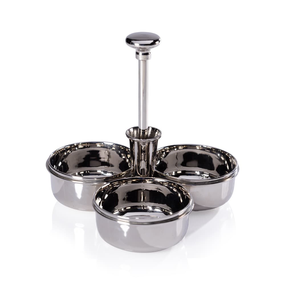 Basso Condiment Trio with Cocktail Pick Holder in Polished Nickel by Zodax