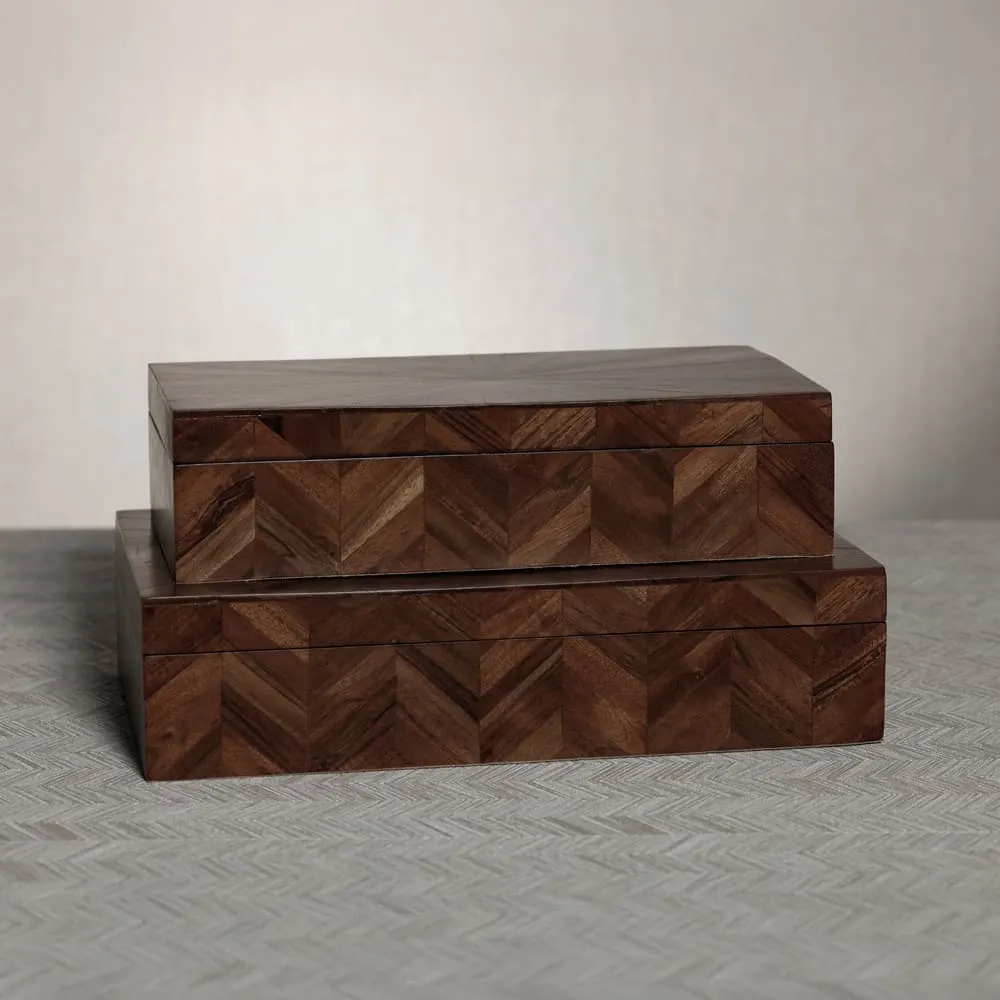 Chevron Wood Box by Zodax - Image 2
