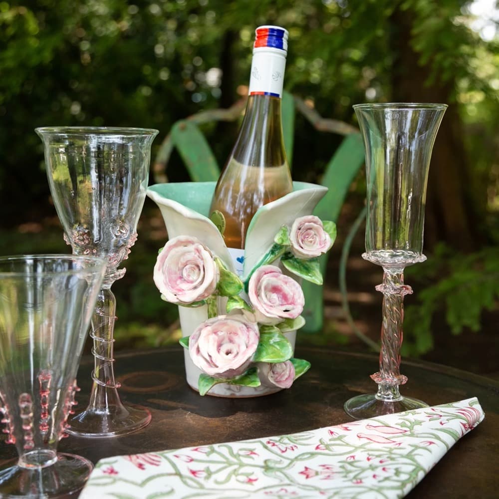 Medium White Vase with Pink Roses by Abigails - Image 2