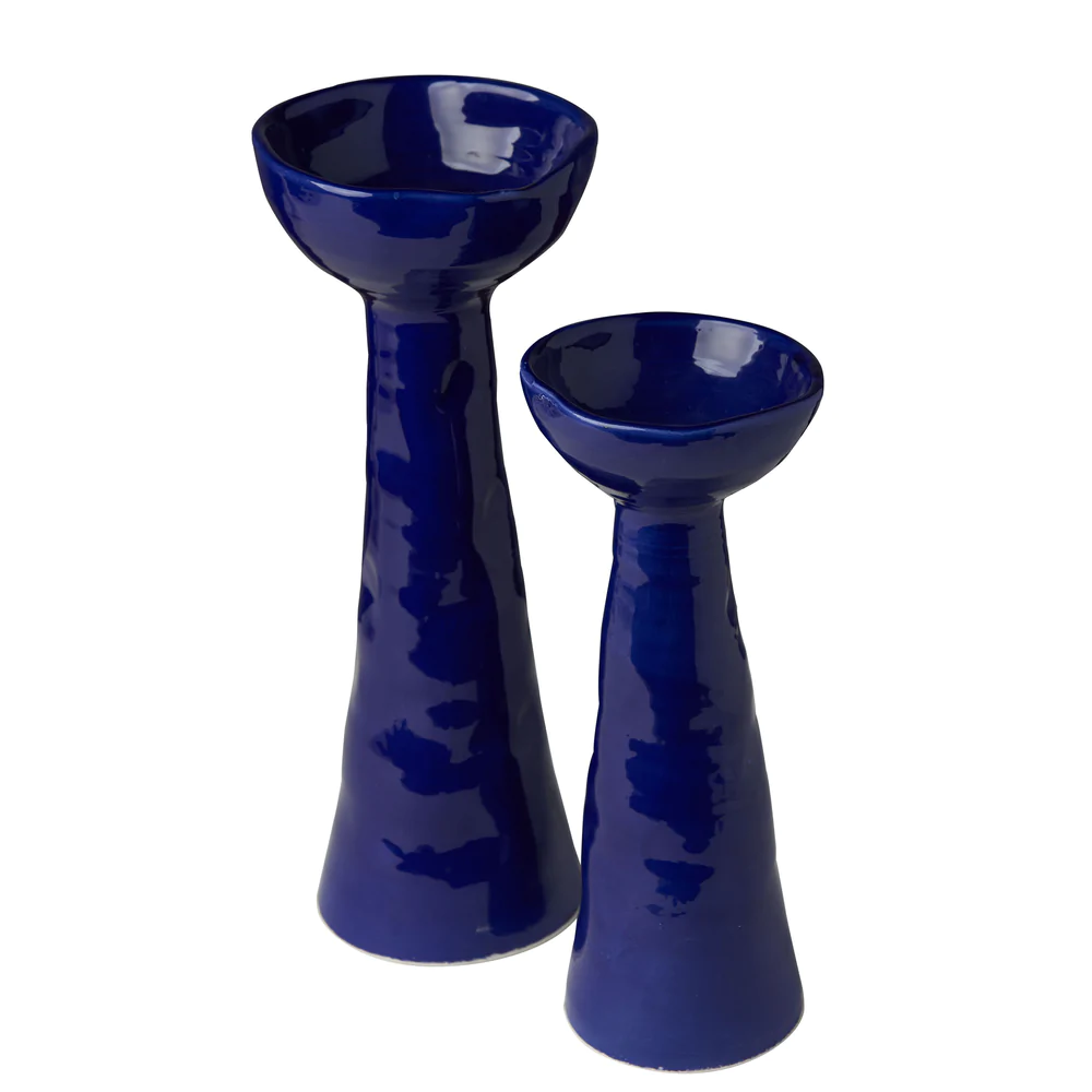 Laguna Shiny Blue Candlesticks by Abigails