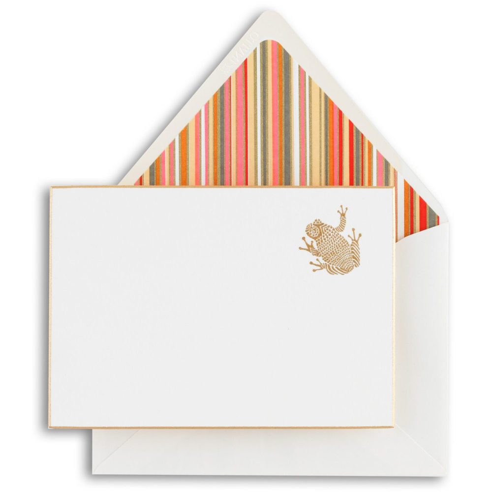 Gold Engraved Batik Frog 5×7 Social Notes by Bell’Invito