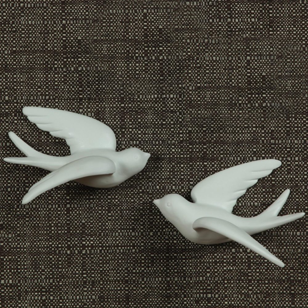 Large Pair of White Ceramic Sparrows by HomArt - Image 2