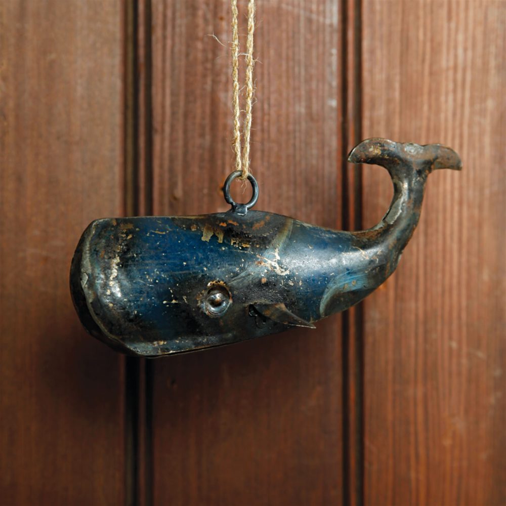 Reclaimed Metal Whale Ornament Set of 2 by HomArt - Image 4