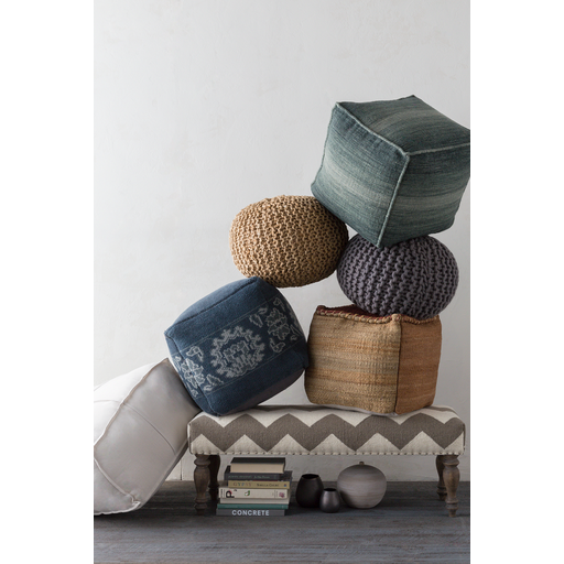 Gray Malmo Knit Pouf by Livabliss - Image 2