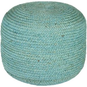 Teal Tropics Jute Pouf by Livabliss