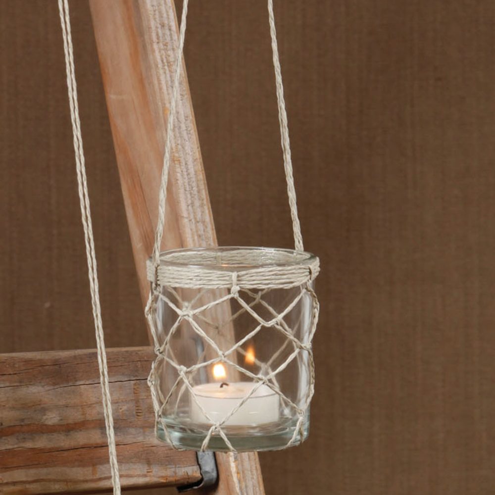 Small Clear Hanging Jute Tealight Holder by HomArt - Image 3