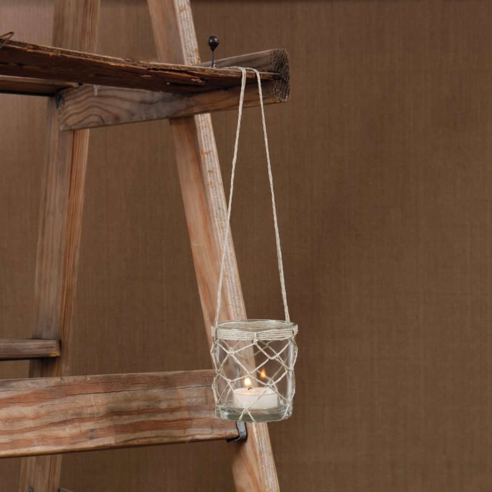 Small Clear Hanging Jute Tealight Holder by HomArt - Image 2