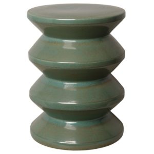 Green Accordion Ceramic Garden Stool