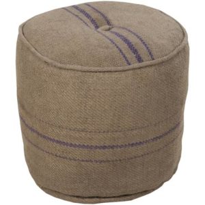 Beige and Violet Mill House Jute Pouf by Livabliss