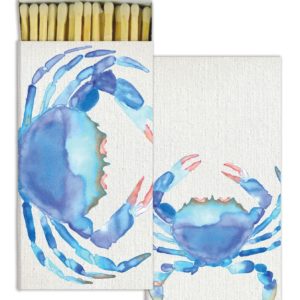 Watercolor Crab Matches Set of 6 Boxes by HomArt