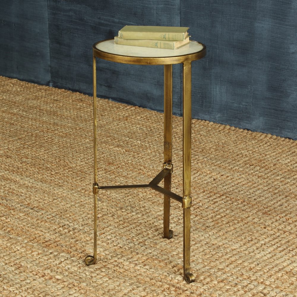 Savoy Antique Brass with White Marble Side Table