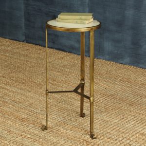Savoy Antique Brass with White Marble Side Table