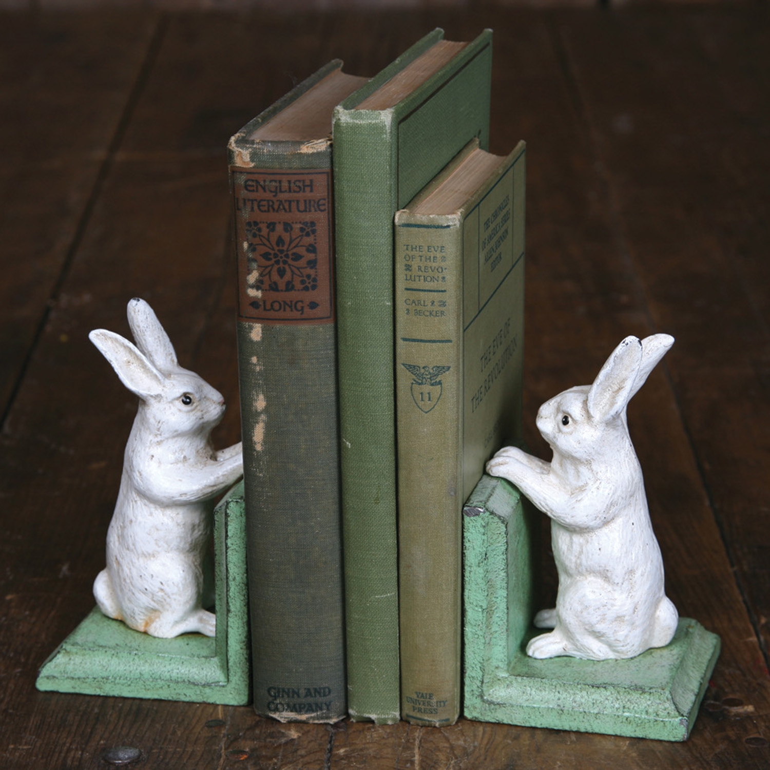 Cast Iron White Bunny Bookends by HomArt Seven Colonial