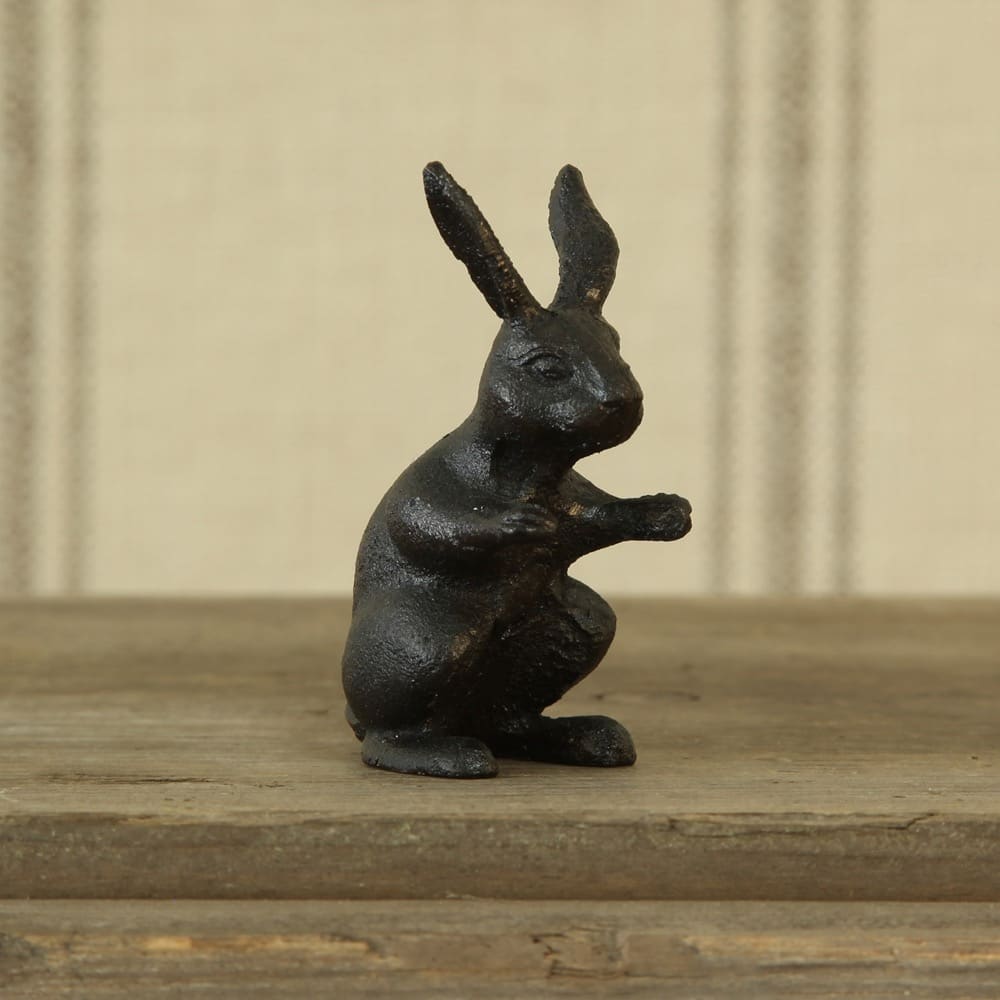 Antique Black Cast Iron Hare Set of 3 by HomArt