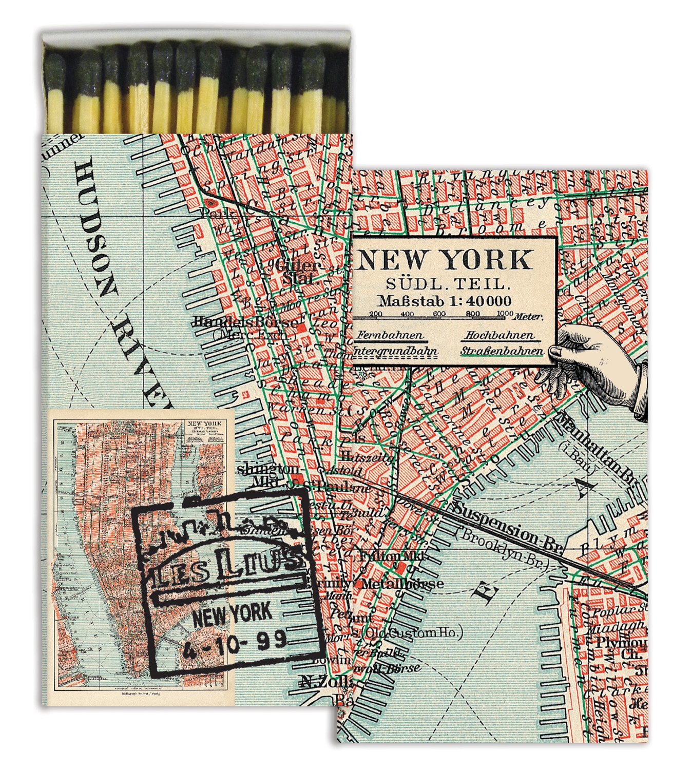 Map of New York Matches Set of 6 Boxes by HomArt