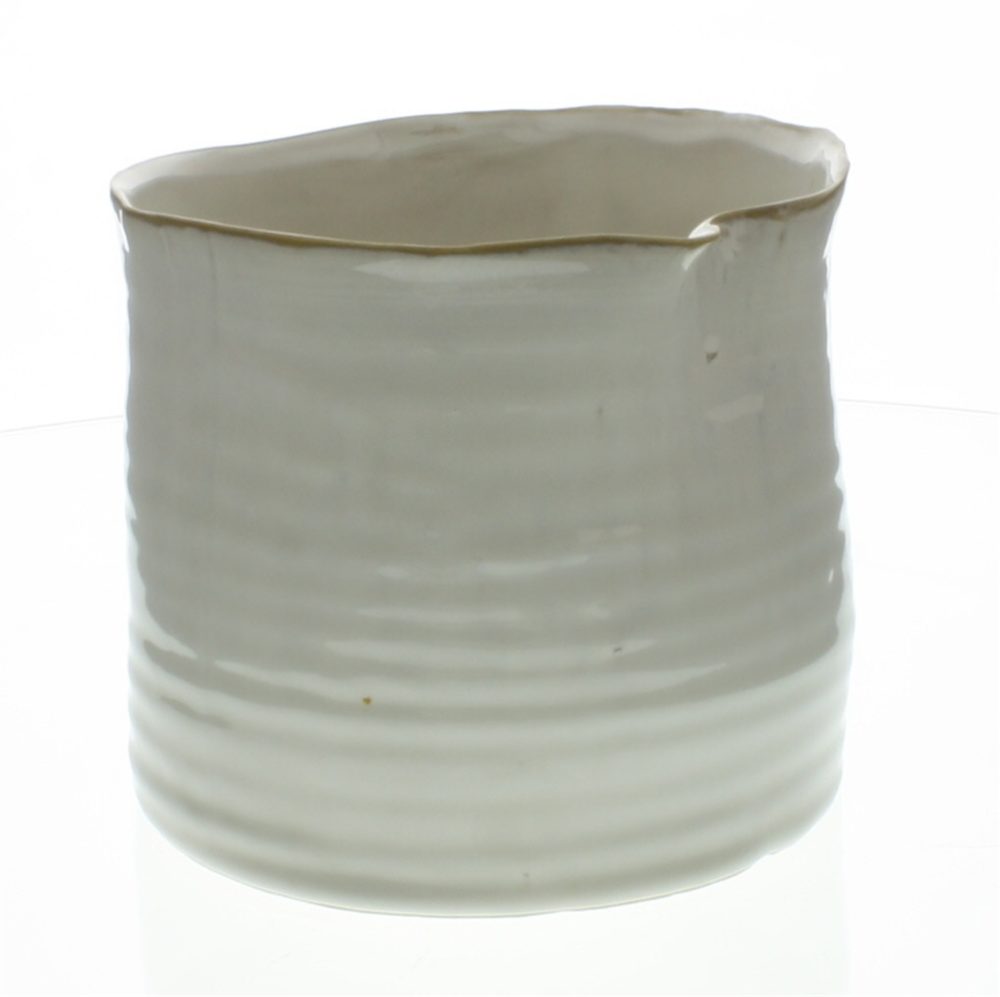 Large Wide Cream Bower Ceramic Vase by HomArt