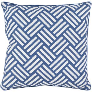 Cobalt and Ivory Basketweave Outdoor Pillow by Livabliss