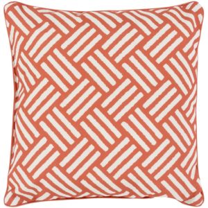 Rust and Ivory Basketweave Outdoor Pillow by Livabliss