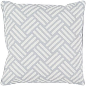 Light Gray and Ivory Basketweave Outdoor Pillow by Livabliss
