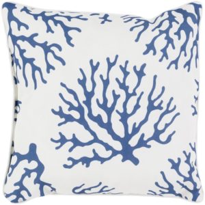 Cobalt and Ivory Coral Outdoor Pillow by Livabliss