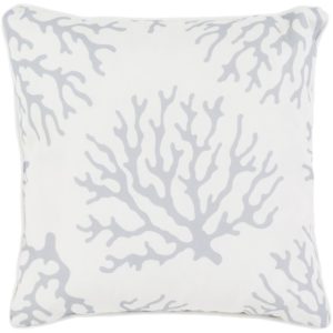 Light Gray and Ivory Coral Outdoor Pillow by Livabliss