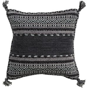 Charcoal and Light Gray Trenza Pillow by Livabliss