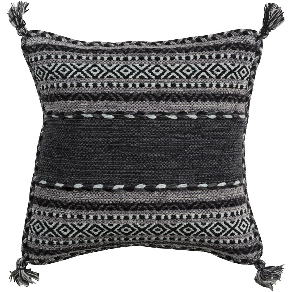 Charcoal and Light Gray Trenza Pillow by Surya Seven Colonial
