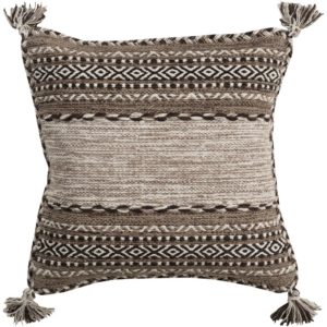 Taupe and Black Trenza Pillow by Livabliss