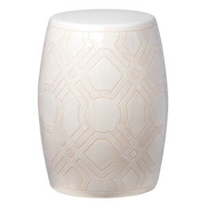 White Labyrinth Ceramic Garden Stool