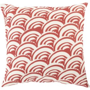 Burgundy and Beige Mizu Outdoor Pillow