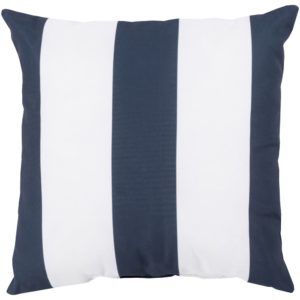 Navy and Ivory Striped Rain Outdoor Pillow