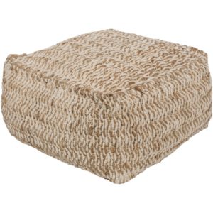 Light Gray and Beige Cove Pouf by Livabliss